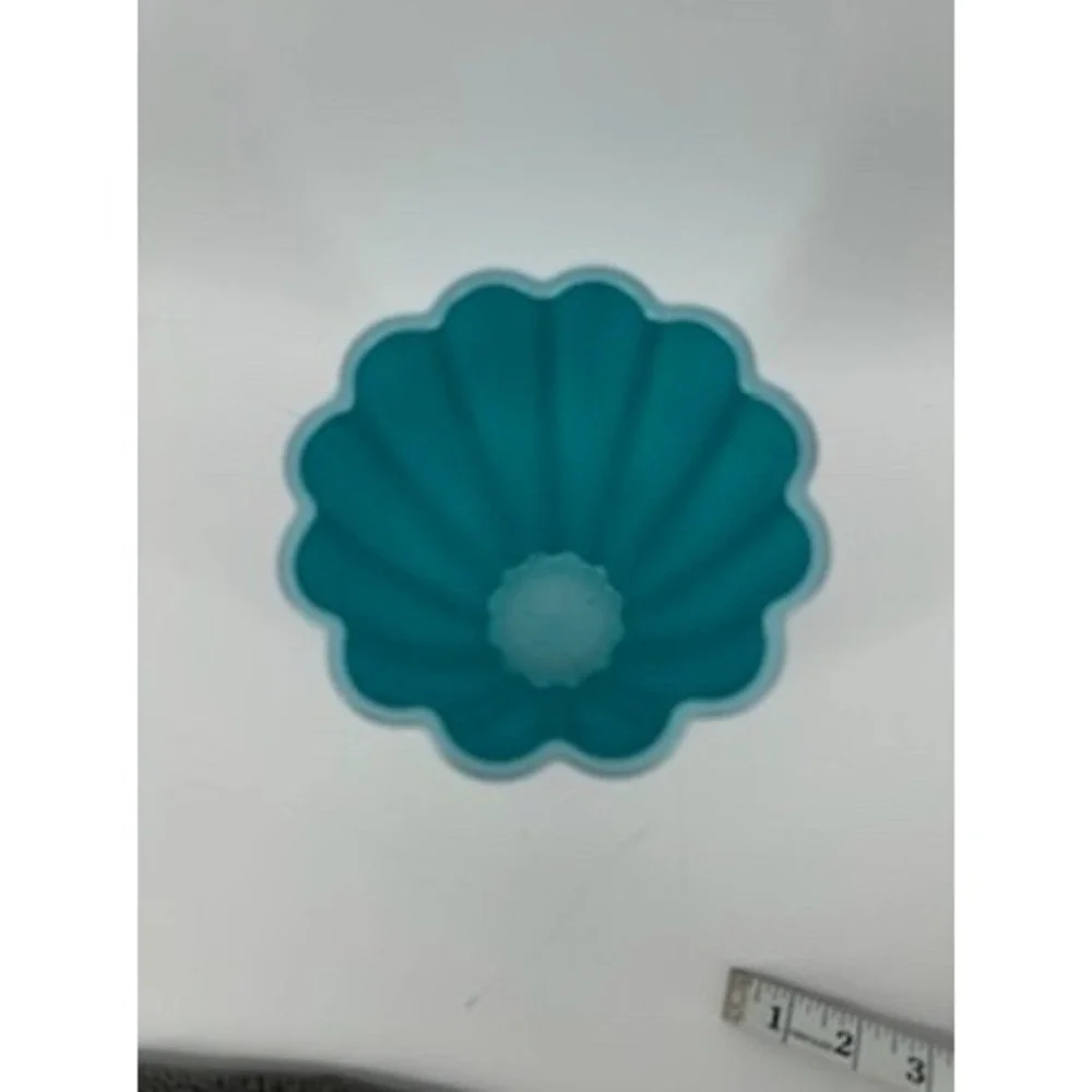 Teleflora Gift Vase Teal Green‎ Ribbed Scalloped Flower Holder Home Decor